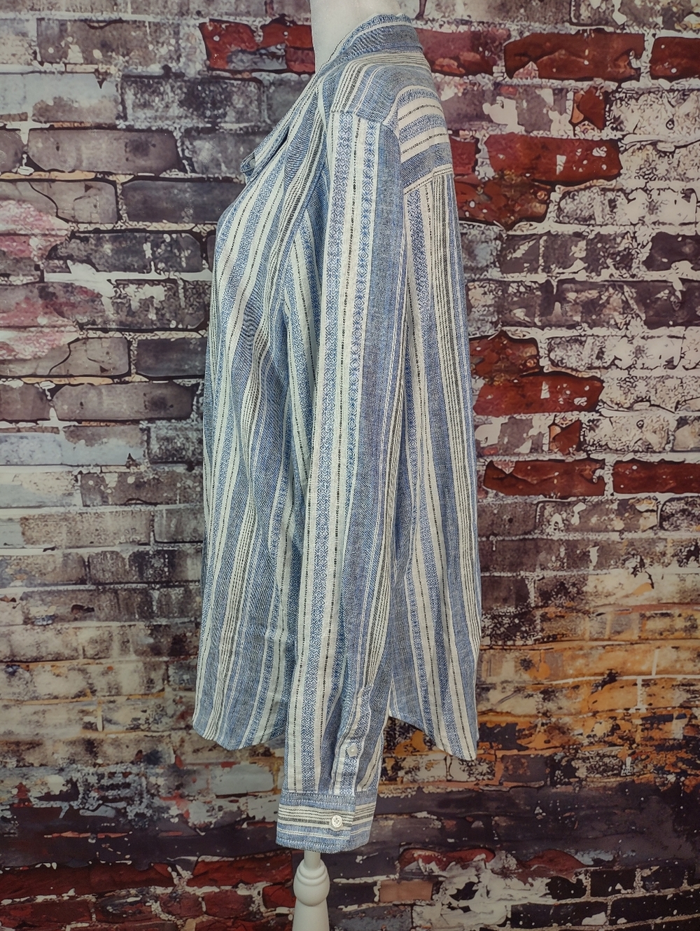 Lucky Brand Baja Stripe Linen Blend Shirt - Picture 6 of 9